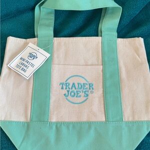 Trader Joe's Canvas Mini Tote Bag in Mint
